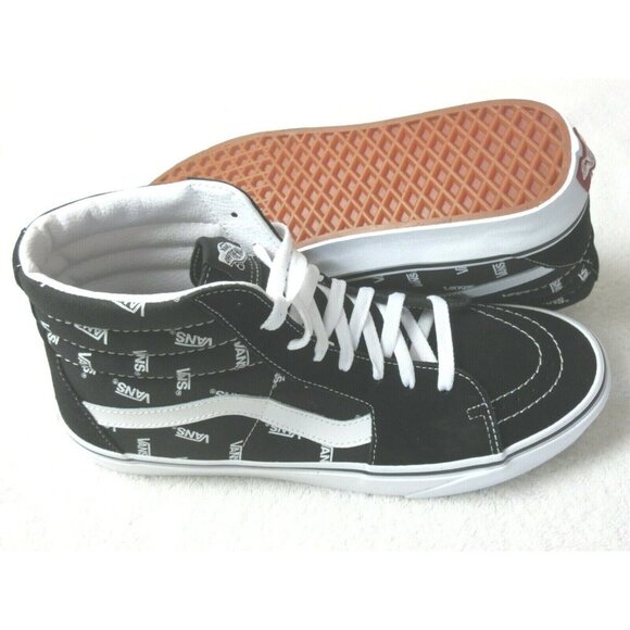 Vans Men's Sk8-Hi Logo Graphic Black True White Canvas Suede shoes Size 11.5 NIB - Picture 2 of 5